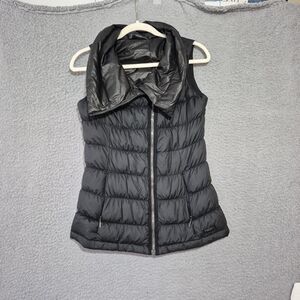Athleta Women's Quilted Black Full Zip Down Insulated Zip Pockets Jacket Vest XS